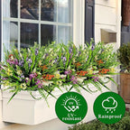8 Bundles Artificial Flowers for Outdoors Faux Plants Greenery Shrubs UV Resistant for Porch Balcony Patio Garden Home Decor