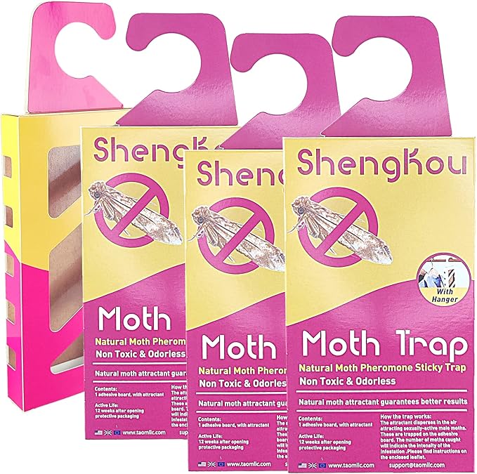 Effective and Refillable Dual Moth Pheromone Traps, Ultimate Solution to Clothes & Pantry Moth Control -4 Pack