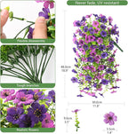 INQCMY 2Pcs Artificial Fake Hanging Flowers for Outdoors UV Resistant Artificial Plants for Spring Summer Decor Look Real Faux Flowers for Outside Home Planter Porch Patio Decor