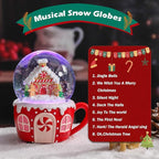 Christmas Snow Globe Musical Gingerbread Men House Christmas Tree Water Snow Globes with 7 Colors Light Change Music Box Home Christmas Decor for Kids