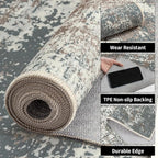 Ciicool 2'6 "x8' Washable Runner Rug, Modern Abstract Hallway Rugs Runner, Non-Slip Thin Accent Rug Lightweight Brown Gray Distressed Carpet Runners for Laundry Entryway Bedroom Kitchen Indoor