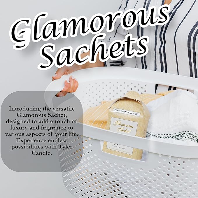 Tyler Candle High Maintenance Dryer Sachets, 8 Glamorous Reusable Dryer Sachets, 2 Pack (4 per Pack) Bundle with Lumintrail Stain Remover Pen, Laundry Softener Sheets, Scent for Fabric Detergent Beads