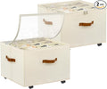 Shoe Organizer for Closet, 2 Pack Shoe Storage Organizer with Wheels and Adjustable Dividers, Stackable Shoe Storage Box with Clear Cover, Foldable Closet Shoe Organizer Fits up to 16-32 Pairs, Beige