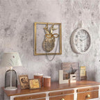 Newinhome Animal Heads Wall Decor (Includes Metal Frame) Resin Animals Sculptures Head Wall Hanging Decoration Gold vintage Wall Sculpture for Living Room Bedroom Office(Jackalope)