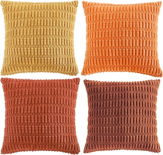 Fancy Homi 4 Packs Decorative Throw Pillow Covers for Living Room Couch Bed, Modern Farmhouse Boho Home Décor Accent Cushion Case, 28" x 28", Burnt Orange Series