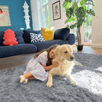 OLANLY 5x8 Machine Washable Large Area Rugs for Living Room, Bedroom, Soft Fluffy Shaggy Bedside Rug, Indoor Floor Carpet for Kids Girls and Boys, Dorms, Nursery, Home Decor, Silver Grey