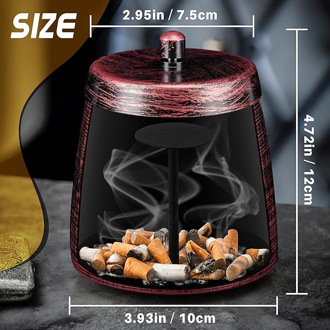 Ashtray for Cigarettes Outdoor, Outdoor Ashtray with Lid for Cigarette, Metal Odorless Windproof Smokeless AshTray for Patio Home Office Tabletop Balcony