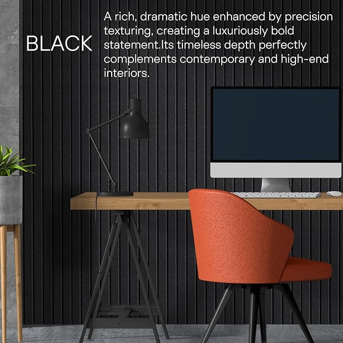 MaxGear Large Cork Boards for Walls 36" x 24", Black Felt Bulletin Board Tiles for Office Decor, 6 Pack Felt Wall Tiles with Slat Paneling, Push Pin Board Home Wall Organizer