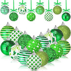 Zeyune 16 Pcs St Patricks Day Tree Decoration 2 Inch St. Patrick's Day Shamrock Ornament Irish Hanging Sequin Ball Home Ornament for Tree Glitter Luck Clover Ball for Party Decor