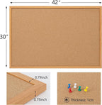 Cork Board Bulletin Board 30 x 42, Oak Framed 4x3 Corkboard, Office Board for Wall Decor, Large Wall Mounted Notice Pin Board with 15 Push Pins for School, Home & Office