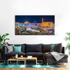 AIYISU Las Vegas Wall Art Skyline Cityscape Picture Wall Decor City Lconic Landscape Picture Nevada Sign Canvas Prints Painting Poster Modern Artwork for Bedroom Living Room Home Decoration 24x48”