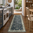 Lessymo Black Washable 2x6 Runner Rugs for Hallway Kitchen Bedroom Beside Laundry Room Bathroom Rug, Non Slip Low Pile Stain Resistant Soft Faux Wool Long 24 x 72 Floor Carpet, Floral Moody Decor