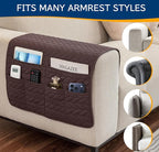 Remote Control Holder for Armchair, Couch Caddy Organizer TV Remote Holder for Recliner Couch With 6 Pockets, Non-Slip Arm Chair Caddy Bedside Table Organizer for Magazine, Tablet, Phone, iPad (Brown)