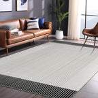 Modern Micro Loop Indoor Area Rugs for Living Room Bedroom Kitchen Geometric Striped Black-White 6x9 Luxury Durable Low and High Pile Non-Shedding Stain Resistant Soft Area Carpet 6 x 9