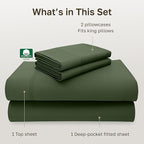 California Design Den California King Sheets Deep Pockets Set - Luxury 600 Thread Count 100% Cotton Sateen, California King Sheet Set, Hotel-Quality Bedding - Dark Olive Green