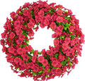 20 Inch Spring Summer Floral Wreath, Violet Artificial Silk Flowers with Green Eucalyptus Leaves, Farmhouse Faux Greenery Wreath for Front Door Outdoor Wall Wedding Home Decor