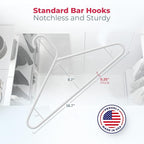 Neaties Plastic Hangers 30 Pack – Made in The USA – 6lb Capacity Standard Clothes Hangers with Strap Hooks for Dresses, Lingerie, Shirts, Pants, and Jackets – White & Black