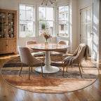 Ciicool 6ft Round Washable Rug, Modern Abstract Circle Rugs, Non-Slip Thin Lightweight Rug Brown Black Circular Print Distressed Carpet for Bedroom Living Room Under Dining Table Home Office Decor