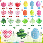 Jutom 108 Pcs Easter Egg Rabbit Ornaments Shamrock Felt Heart Hanging Ornaments Heart Shaped Clover Baubles Shamrock Egg Felt Decoration for Holiday Favor (Cute)