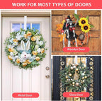 12” Metal Over The Door Wreath Hanger for Front Door – Non-Scratch Door Hook for Hanging Christmas Wreaths, Holiday Decor & Welcome Signs, Durable Wreath Hanger Hooks for Home Decoration, White