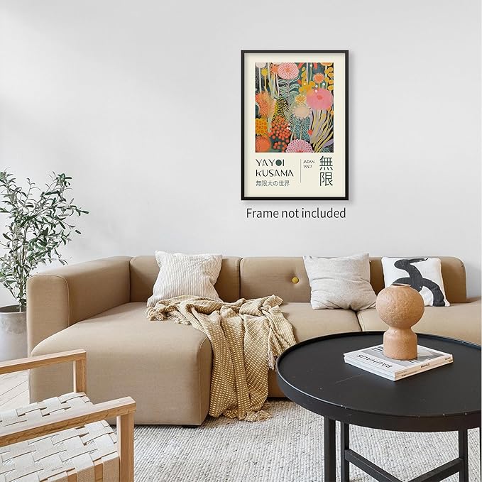 Abstract Yayoi Kusama Posters Japanese Wall Art Vintage Tokyo Aesthetic Prints Yayoi Kusama Inspired Japanese Gallery Wall Art for Stylish Room Bedroom Living Room Decor 20x30in Unframed
