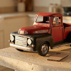 Vintage Farmhouse Black Red Truck Pickup Truck Rustic Metal Home Decor Collectible Vehicle Car Model Home Table Desktop Tabletop Gift Decoration