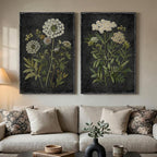 Large Framed Vintage Botanical Wall Art for Living Room, Moody Dark Floral Canvas Painting Prints, Retro Rustic Farmhouse Cottage Core Flower Artwork for Bedroom Dining Room Hallway Walls, 24x36 Inch