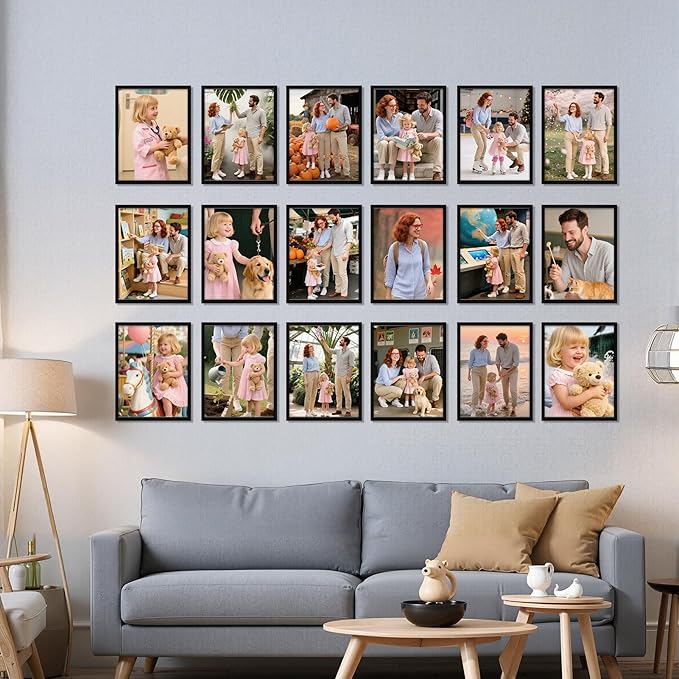 Giftgarden 8.5x11 Picture Frame Set of 18, Multi 8.5 by 11 Certificate Frames Bulk for Award Diploma Document office Wall or Tabletop Display, Black