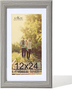 KTKDE 12x24 Picture Frame,Poster Frame Display Pictures 10 x20 with Mat or 12x24 Without, Tempered Glass,24 by 12 Gray Wooden Frame Wall Gallery Photo Frame best gift