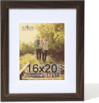 KTKDE 16x20 Picture Frame Real Glass,Poster frame Display Pictures 11x14 with Mat or 16x20 Without Mat, Modern Style Wood Composite Frame,Gallery Wall Frame Wooden Walnut best gift