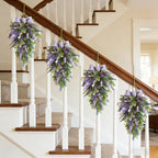 Idyllic 22 Inch Lavender Floral Swag with Bunny Ear Eucalyptus for Front Door Decor Artificial Outdoor Hanging Wedding Arch Spring Wreaths Alternative and Home Entrance Decoration