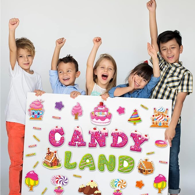Candy World Cutouts Candy Classroom Bulletin Board Decorations Candy World Ice Cream Donut Round Lollipop Cut Outs Kids Sweet Birthday Themed Party Supplies for Students Classroom Decorations
