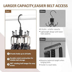 ZEDODIER 4 Pack Belt Organizer for Closet, Heavy-Duty Rotating Belt Hanger Rack Holds Multiple Belts, Hanging Space Saving Metal Belt Holder for Closet Storage, Black