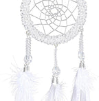 Luxury Dream Catchers - White Turkey Feather with Crystal Diamond, Lace Lanyard, Handmade Small Dreamcatcher for Bedroom, Dream Catcher for Girls, Dream Catchers for Boys, Dream Catcher Wall Decor