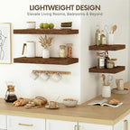 Vivelove 10 Inch Deep Floating Shelves 36 inch Long, 36 x 10 Wide Wall Shelves with Invisible Brackets, for Bedroom Bathroom Living Room Kitchen Office, Farmhouse Home Decor, Set of 2, Rustic Brown
