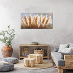 Vintage Boho Reed Canvas Wall Art Abstract Nature Plant Wall Decor Minimalist Botanical Prints Pictures Dried Reeds Flowers Poster Painting Artwork for Living Room Bedroom Home Decoration 20x40"