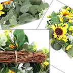 17.7inch Artificial Sunflower Swag Wreath, Decorative Flower Swag Wedding Arch Decor Wall Hanging Floral Door Swag for Wall Porch Farmhouse(#1)
