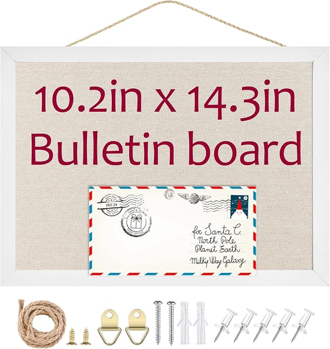 Linen Bulletin Board,Cork Board for Walls,10.2"x14.2"Small Bulletin Boards,Pin Board for Home Kitchen Office Decorative,Fabric Bulletin Board(WH-2636)