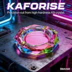 Kaforise Heavy K9 Crystal Ashtray for Cigarettes – Cool Color-Changing Glass Ash Tray for Outdoor Patio & Home Decor – Fancy Geometric Tabletop Accessories, Unique Luxury Gift for Men Smokers (02)