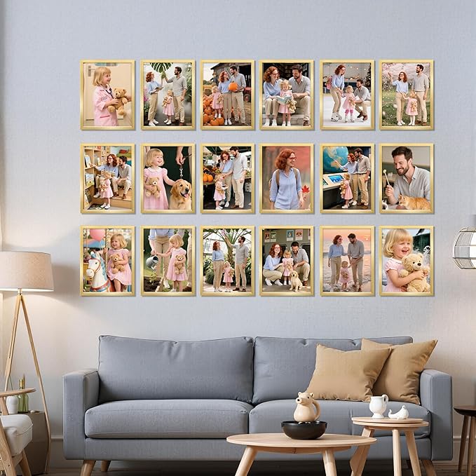 Giftgarden 8.5x11 Picture Frame Set of 18, Multi 8.5 by 11 Certificate Frames Bulk for Award Diploma Document office Wall or Tabletop Display, Gold