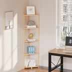 Wisuce Corner Shelf, 100% Real Bamboo Shower Corner Shelves Free Standing Shelf Storage Organizer for Bathroom Living Room Kitchen (Natural, 5 Tier)