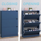 Shoe Cabinet with 3 Flip Drawers, Hidden Wood Shoe Cabinet,Freestanding Shoe Storage Cabinet for Entryway Hallway. 47.2" H*31.5" W*9.45" D