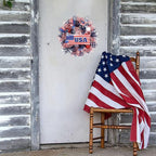 Patriotic Wreath for Front Door Red White Blue Wreath 4th of July Wreaths for Door Wall Memorial Day Decor Independence Day Hanging Decoration for Outside Home Farmhouse Holiday (USA)