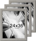 KTKDE 24x36 Poster Frame 3 Pack,Picture Frames Wooden Gray 36 by 24 in for Pictures and Art Prints, Exhibition, Caffe Large Frame for Photos, best gift
