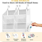 Over The Door Organizer 5 Tiers, Extra Large Behind Door Storage of 10 Compartments, 80 lbs Weight Capacity Hanging Storage Organizer with Clear Window Kids Toys, Shoes,Diapers, Room Storage, White