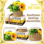 Wesiti 4 Pcs Summer Table Centerpieces Decorations Farmhouse Tiered Tray Decor Sunflower Fake Book Stack Decor Summer Decoration for Home Wooden Block Sign for Desk Tabletop Shelf Indoor