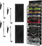 Over The Door Shoe Organizer with 12 Large Breathable Pockets - Durable Hanging Storage for the Entire Family's Shoes (Black)