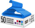 Utopia Home Plastic Hangers 50 Pack - Perfect Space Saving Clothes Hanger - Durable and Strong - Perfect Closet Organizers with Shoulder Grooves (Blue)