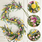 70-Inch Spring Summer Flower Garland for Mantle, Floral Garland with Colorful Wildflowers, Forsythia & Lavender Flowers for Decor, All Year Round Artificial Flower Garlands for Home Decor