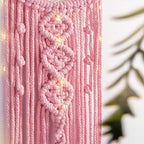 ANROYE Macrame Moon Dream Catcher for Girl, Pink Boho Crescent Dreamcatcher for Bedroom Adult, Handmade Kids Nursery Room Wall Hanging with Star Pendant for Teen, Bohemian Home Decoration Idea